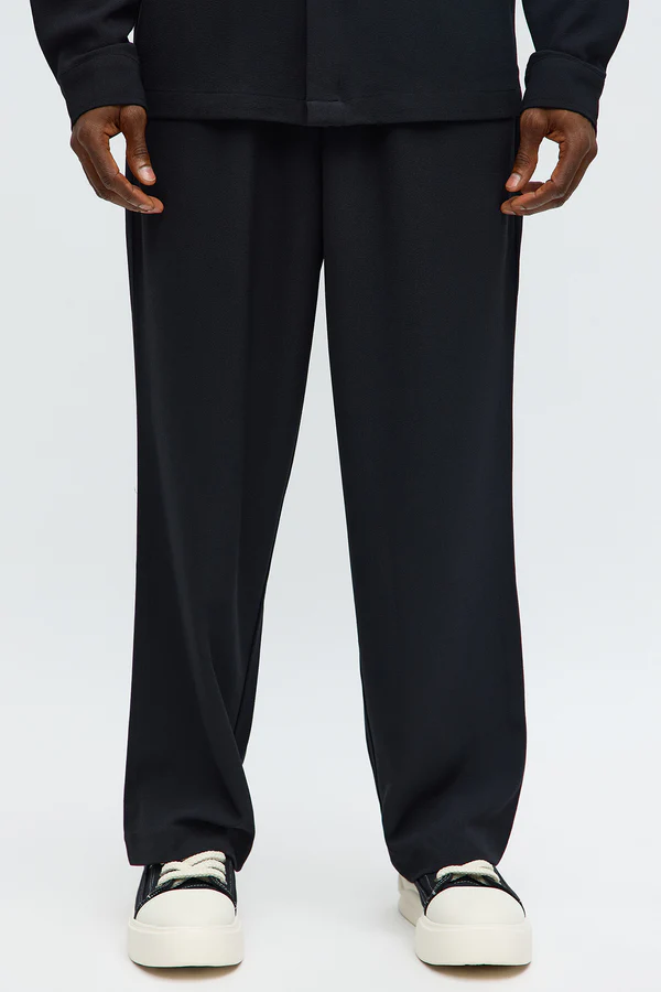 Baggy Elastic Waist Pant - Black