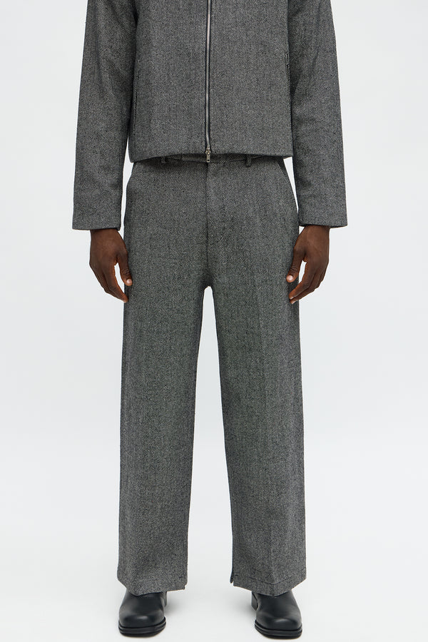 Split Wide Leg Textured Trouser - Black/combo