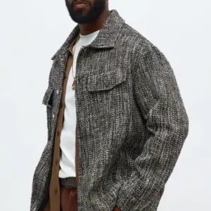 Tweed Button Shacket - Black/combo