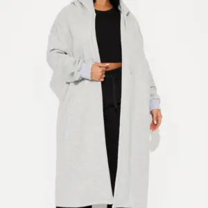 Jolie Cozy Fleece Trench - Heather Grey
